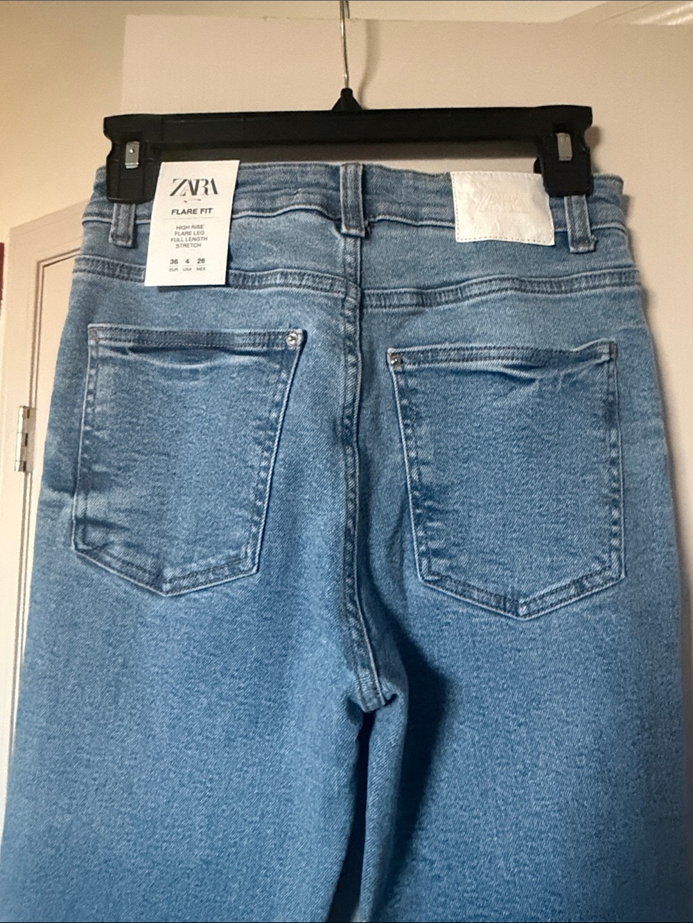 Zara Light Blue Wide-Leg Flare Jeans - Picture 5 of 6